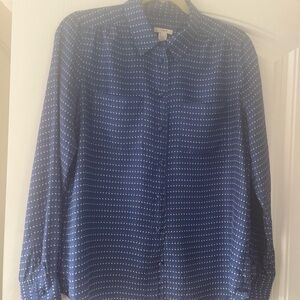 J. Crew Navy Polka Dot Silk Shirt